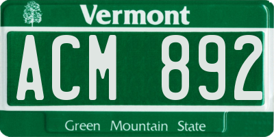 VT license plate ACM892