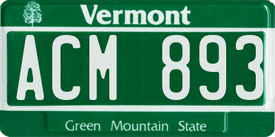VT license plate ACM893