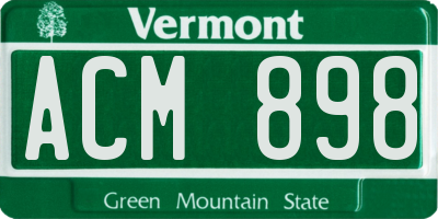 VT license plate ACM898