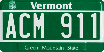 VT license plate ACM911