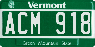 VT license plate ACM918