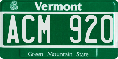 VT license plate ACM920