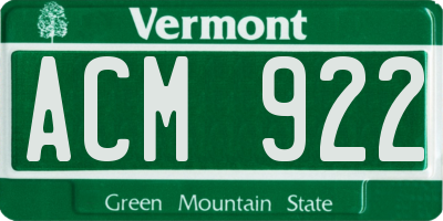 VT license plate ACM922