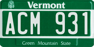 VT license plate ACM931