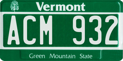 VT license plate ACM932