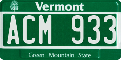 VT license plate ACM933