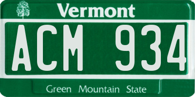 VT license plate ACM934