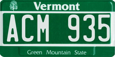 VT license plate ACM935