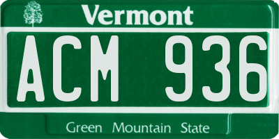 VT license plate ACM936