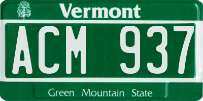 VT license plate ACM937