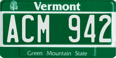 VT license plate ACM942