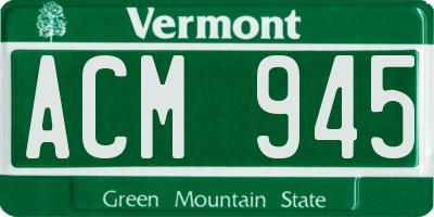 VT license plate ACM945