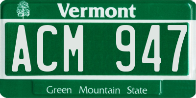 VT license plate ACM947
