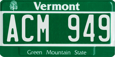 VT license plate ACM949