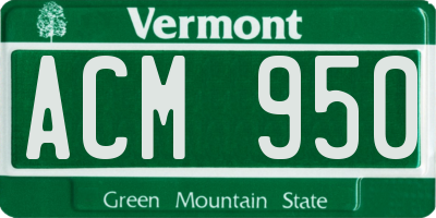 VT license plate ACM950
