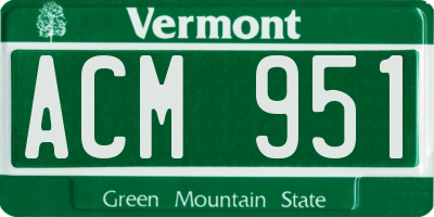 VT license plate ACM951