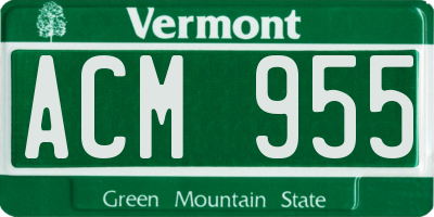 VT license plate ACM955