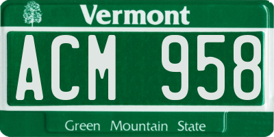 VT license plate ACM958