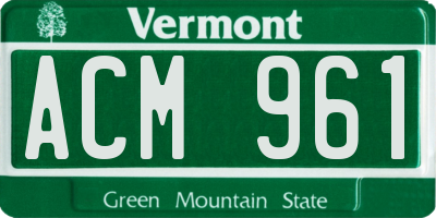 VT license plate ACM961