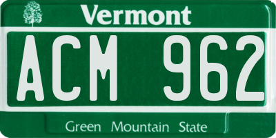 VT license plate ACM962