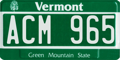 VT license plate ACM965