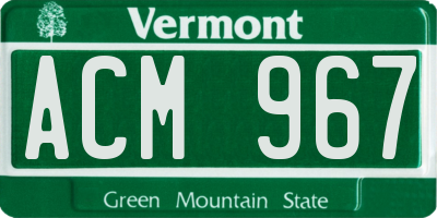 VT license plate ACM967