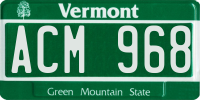 VT license plate ACM968