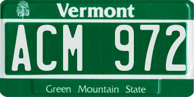 VT license plate ACM972