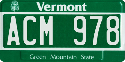VT license plate ACM978