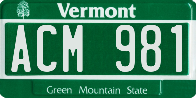 VT license plate ACM981