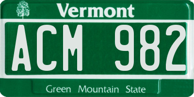 VT license plate ACM982
