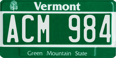 VT license plate ACM984