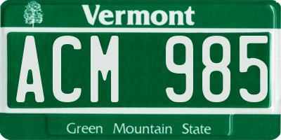VT license plate ACM985