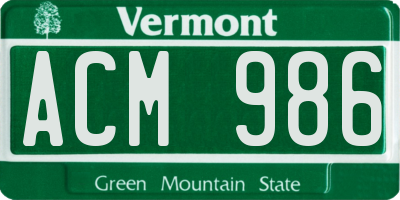 VT license plate ACM986