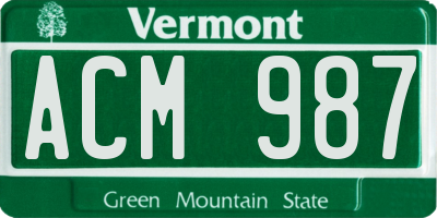 VT license plate ACM987