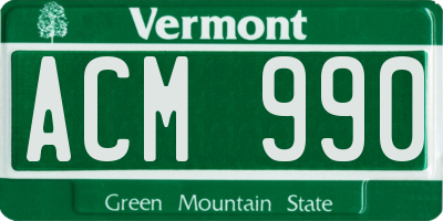 VT license plate ACM990