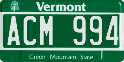 VT license plate ACM994