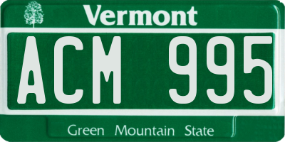 VT license plate ACM995