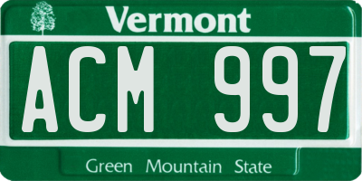 VT license plate ACM997