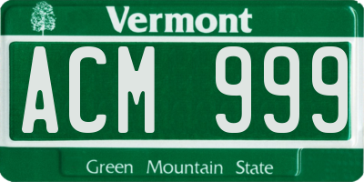 VT license plate ACM999
