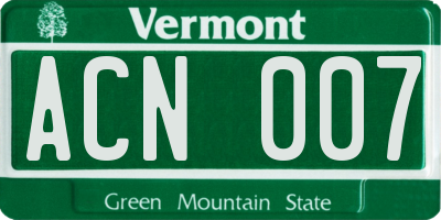 VT license plate ACN007