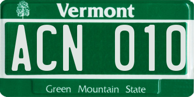 VT license plate ACN010