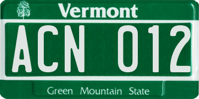 VT license plate ACN012
