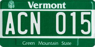 VT license plate ACN015