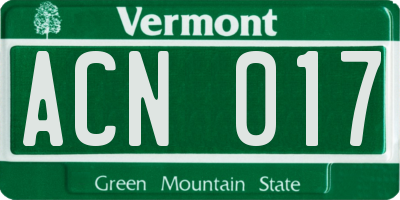 VT license plate ACN017