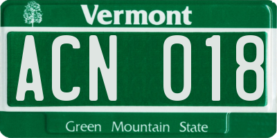 VT license plate ACN018