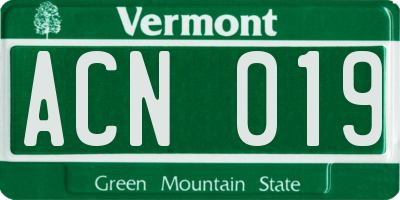 VT license plate ACN019