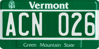 VT license plate ACN026
