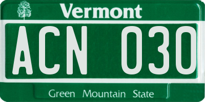 VT license plate ACN030