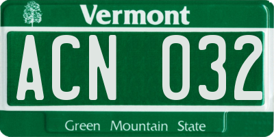 VT license plate ACN032